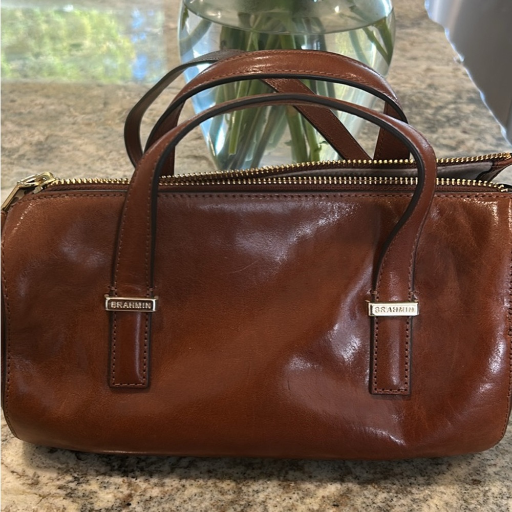 Brahmin Rich Brown Leather Satchel